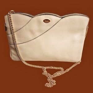 Salvatore Ferragamo Vintage Shabby Chic Cream Leather Crossbody